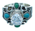 Genuine Sterling Silver Flower Cubic Zirconia Turquoise Inlay Ring Size 6-1/2 LX113104
